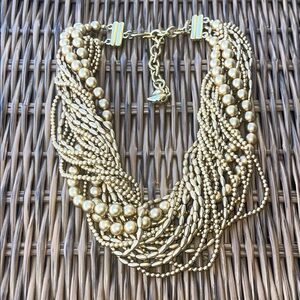 Carolee vtg Elegant Faux Gold Multi-Strand pearl Necklace